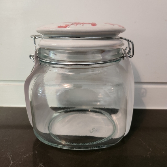 Sara Fitz Ceramic Swing Top Glass Canister Lobster Design - Picture 4 of 7